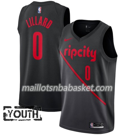 Maillot Enfant Portland Trail Blazers Damian Lillard 0 2018-19 Nike City Edition Noir Swingman
